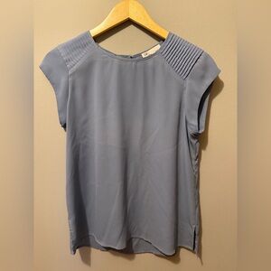 DR2 Steel Blue Pleated Blouse
